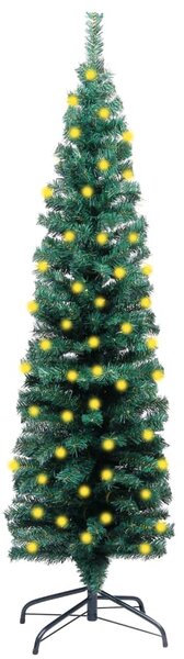 Slim Artificial Pre-lit Christmas Tree with Stand Green 150cm PVC