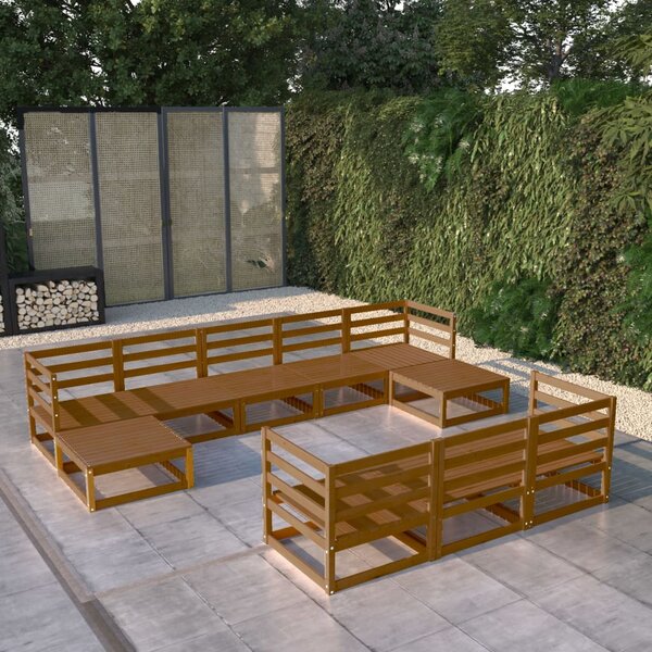 10 Piece Garden Lounge Set Solid Wood Pine