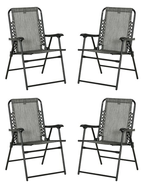Outsunny Portable Loungers: Folding Outdoor Chairs with Armrests, Steel Frames, Greyish Tones, Set