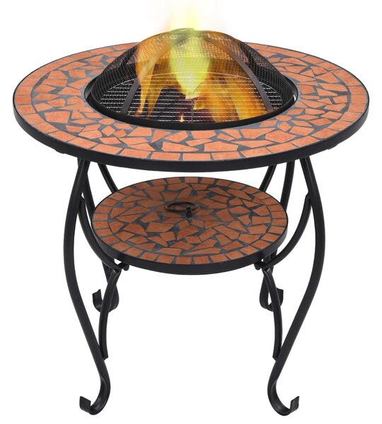 Mosaic Fire Pit Table Terracotta 68 cm Ceramic