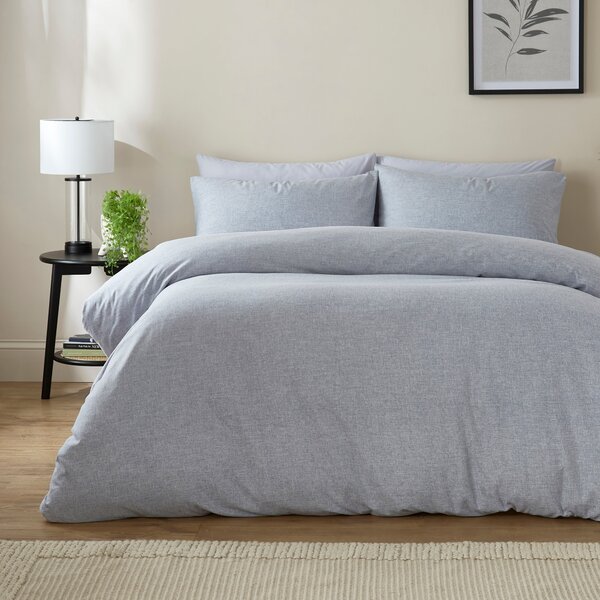 Supersoft Chambray Duvet Cover and Pillowcase Set Folkstone Blue