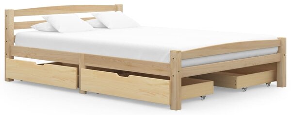 Bed Frame with 4 Drawers Solid Pinewood 140x200 cm