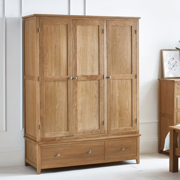 Jenkins 3 Door Wardrobe, Oak Oak