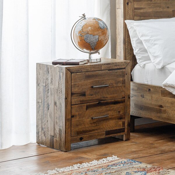 Hoxton 2 Drawer Bedside Table, Acacia Oak