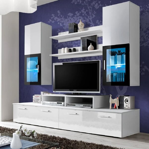 Maricopa High Gloss Entertainment Unit In White With LED