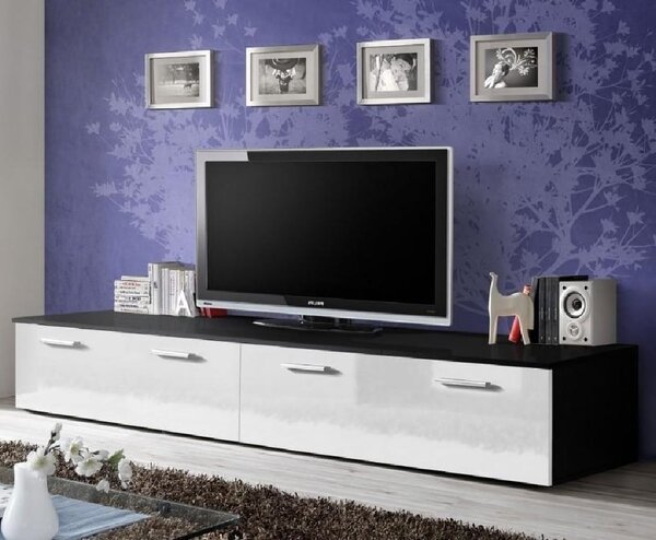 Doswell High Gloss TV Stand With 2 Doors In Black And White