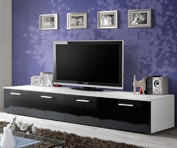 Doswell High Gloss TV Stand With 2 Doors In White And Black