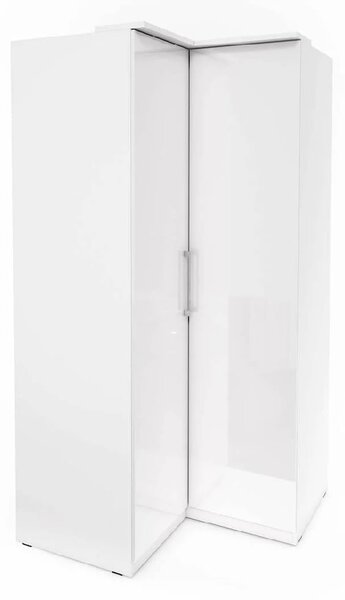 Olathe High Gloss Wardrobe Corner With 2 Doors In White