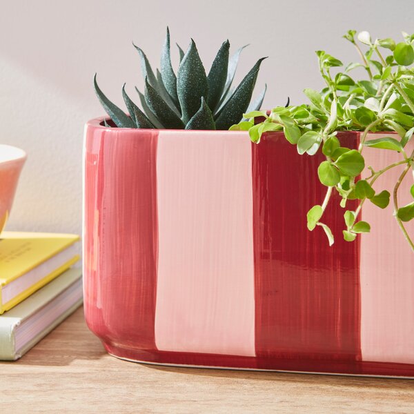 Elements Striped Ceramic Windowsill Plant Pot