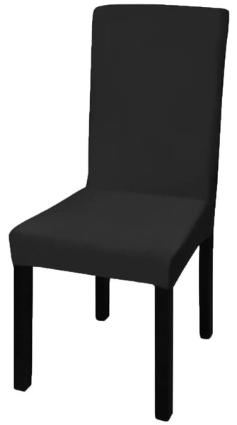 6 pcs Black Straight Stretchable Chair Cover