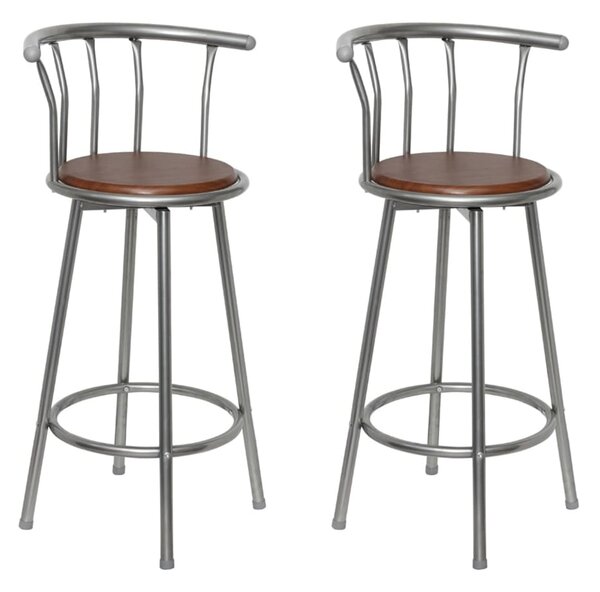 Bar Stools 2 pcs Brown Steel