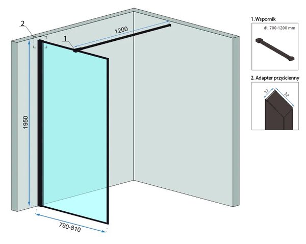 Shower screen Rea Bler 80 + shelf and hanger EVO
