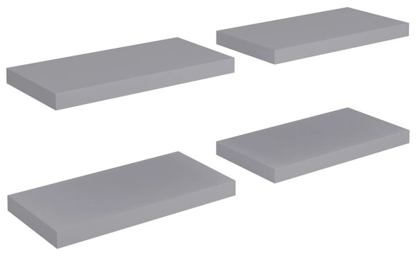 Floating Wall Shelves 4 pcs Grey 50x23x3.8 cm MDF