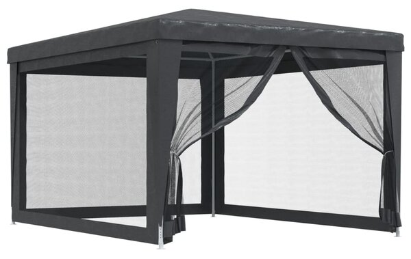 Party Tent with 4 Mesh Sidewalls Anthracite 3x4 m HDPE