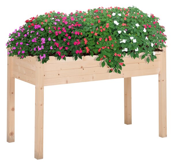 Outsunny Garden Wooden Planters， Non-Woven Fabric, Rectangular Raised Bed,Fir Wood，Indoor/Outdoor, 122.5Lx56.5Wx76H cm