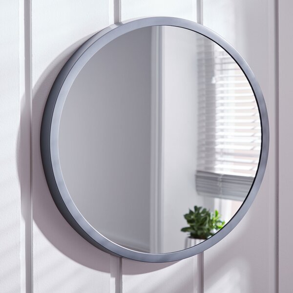 Elements Round Wall Mirror, 50cm Grey
