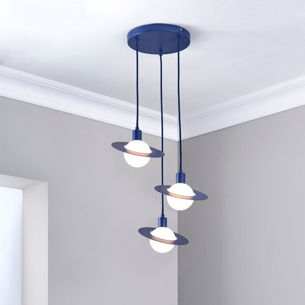 Saturn 3 Light Cluster Ceiling Fitting Blue