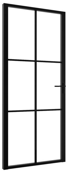 Interior Door ESG Glass and Aluminium 93x201.5 cm Black