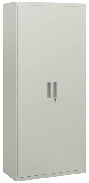 HOMCOM Metal Filing Cabinet Office Storage Cabinets with 5 Adjustable Shelf Steel Frame Office Cabinet with Lockable Doors, White Aosom UK