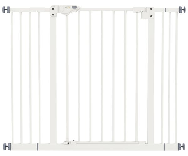 PawHut Adjustable Dog Gate, Metal Safety Barrier for Pets, Extends 74-100cm Wide, Easy Install, White Aosom UK