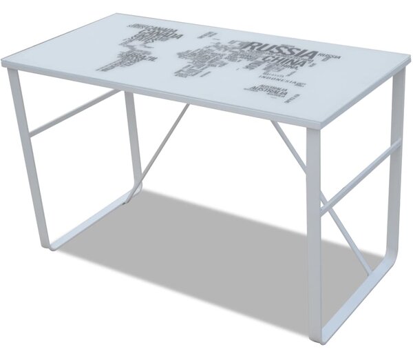 Rectangular Desk with Map Pattern