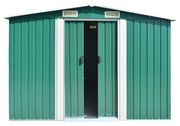 Garden Shed 257x392x181 cm Metal Green