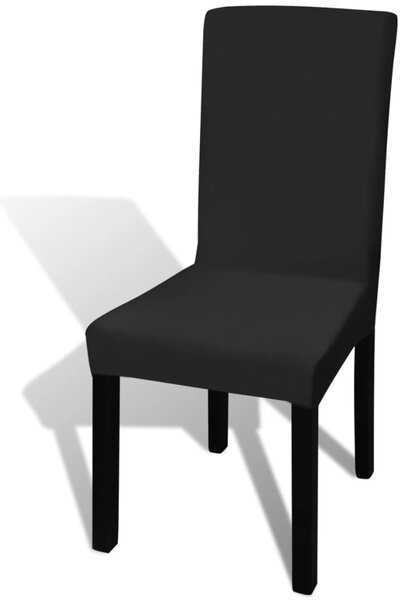 Straight Stretchable Chair Cover 4 pcs Black