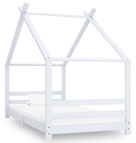 Kids Bed Frame White Solid Pine Wood 90x200 cm