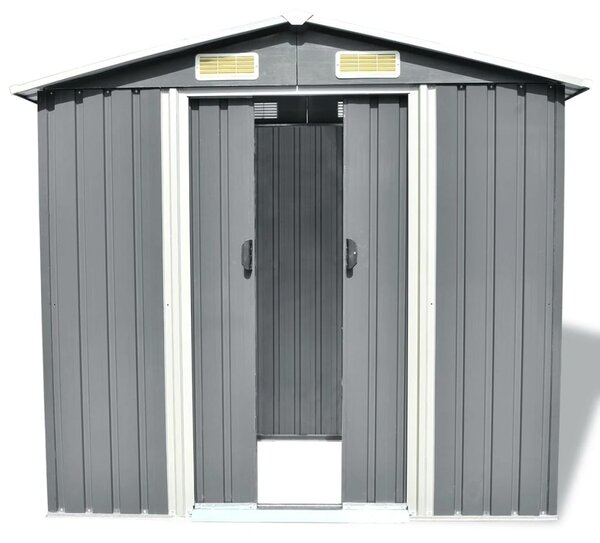 Garden Storage Shed Grey Metal 204x132x186 cm