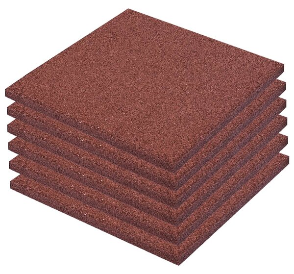 Fall Protection Tiles 6 pcs Rubber 50x50x3 cm Red