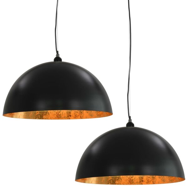 Ceiling Lamps 2 pcs Black and Gold Semi-spherical 50 cm E27