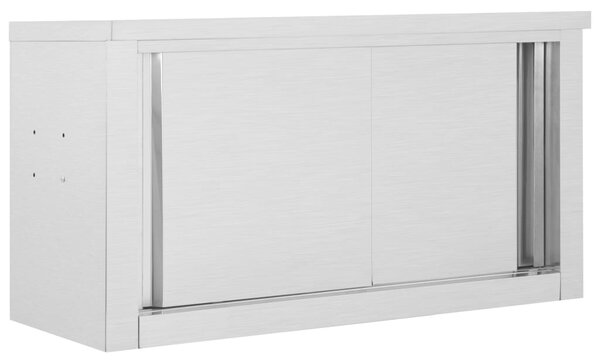 Kitchen Wall Cabinet with Sliding Doors 90x40x50 cm Stainless Steel