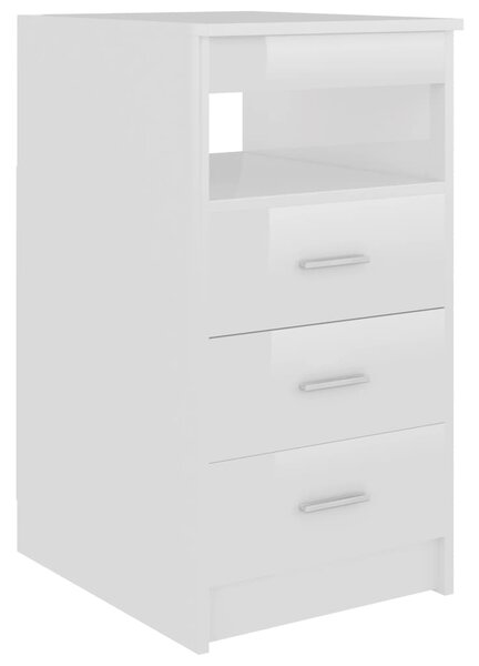 Drawer Cabinet High Gloss White 40x50x76 cm Engineered Wood