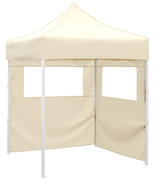 Professional Folding Party Tent with 2 Sidewalls 2x2 m Steel Cream