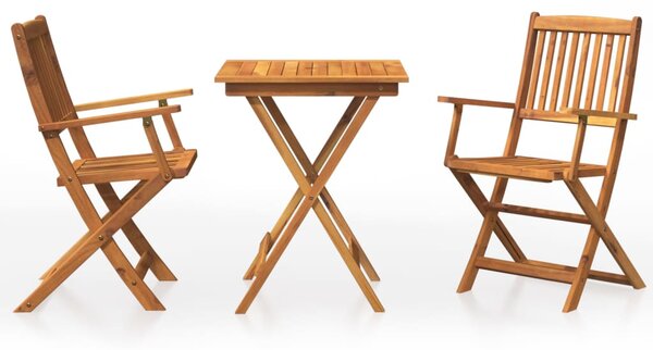 3 Piece Folding Garden Dining Set Solid Acacia Wood