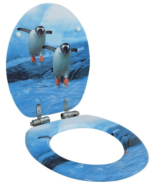 WC Toilet Seat with Soft Close Lid MDF Penguin Design