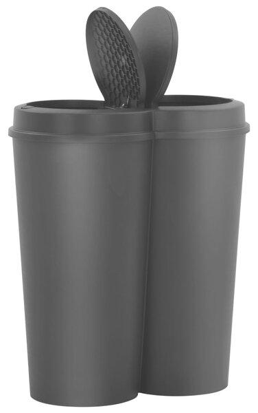 Duo Bin Trash Can Black 50 L