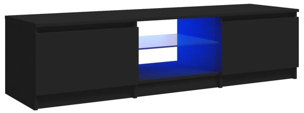 TV Cabinet with LED Lights Black 140x40x35.5 cm