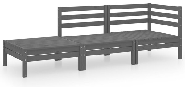 3 Piece Garden Lounge Set Black Solid Pinewood