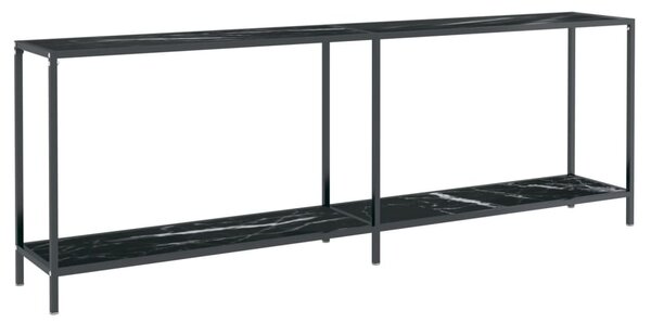 Console Table Black 220x35x75.5 cm Tempered Glass