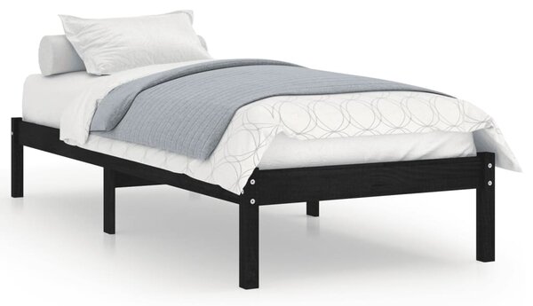 Bed Frame without Mattress Black Solid Wood Small Single