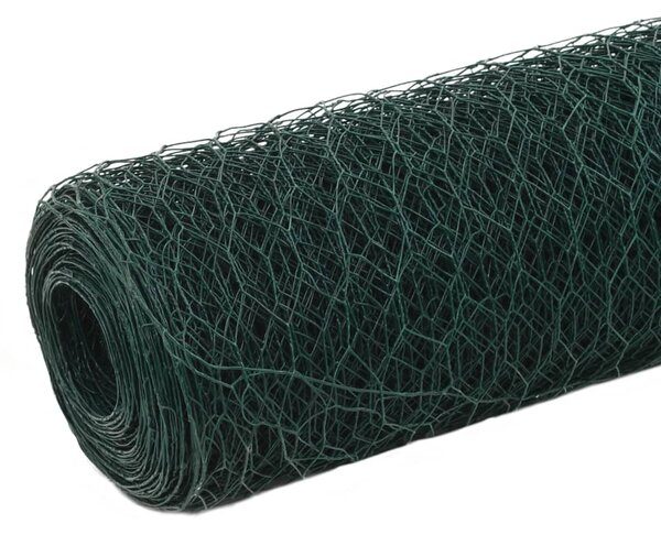 Chicken Wire Fence Steel with PVC Coating 25x1.5 m Green