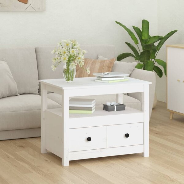 Coffee Table White 71x49x55 cm Solid Wood Pine
