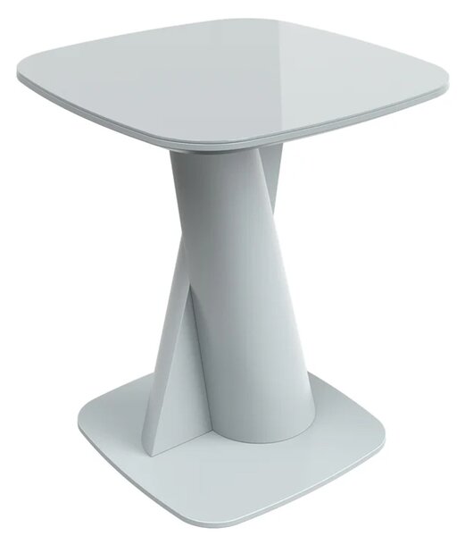 Tivori Square High Gloss Side Table In Light Grey With Glass Top