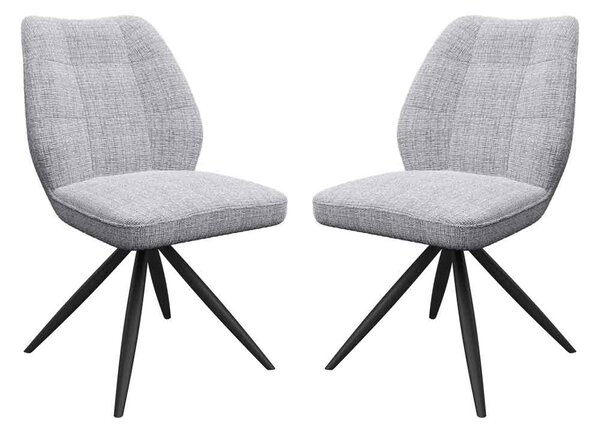 Raevo Grey Fabric Swivel Dining Chairs with Metal Legs in Pair