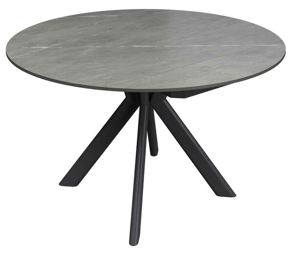 Altoen Round Ceramic Top Extending Dining Table in Matte Grey