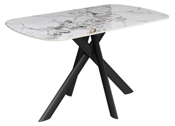 Laroz Ceramic Top Dining Table in Gloss White Marble Effect