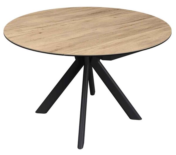 Altoen Round Ceramic Top Extending Dining Table in Oak