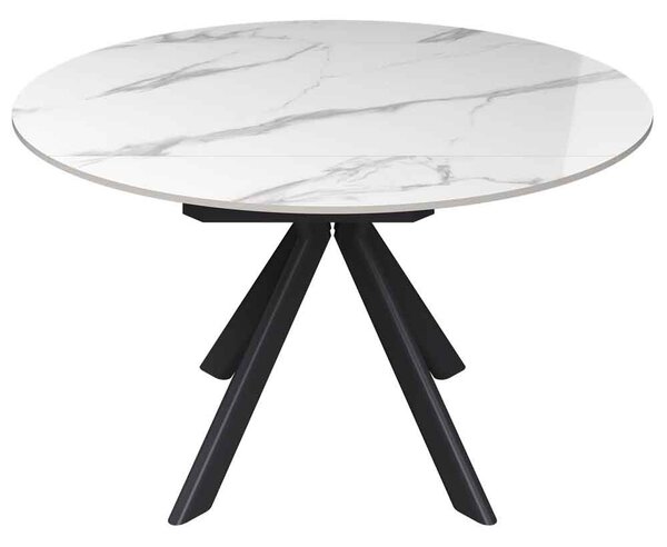 Altoen Round Ceramic Top Extending Dining Table in White Gloss
