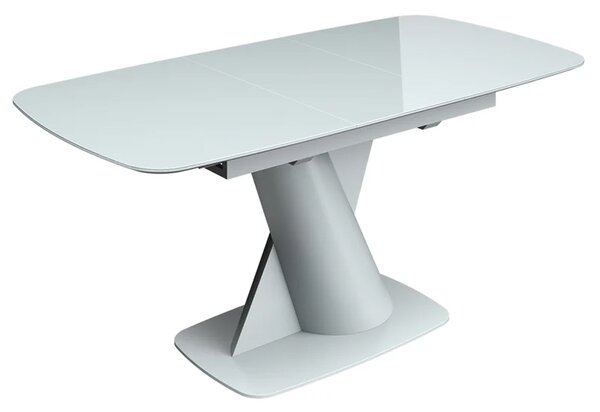 Tivori Small High Gloss Extending Dining Table In Light Grey With Glass Top